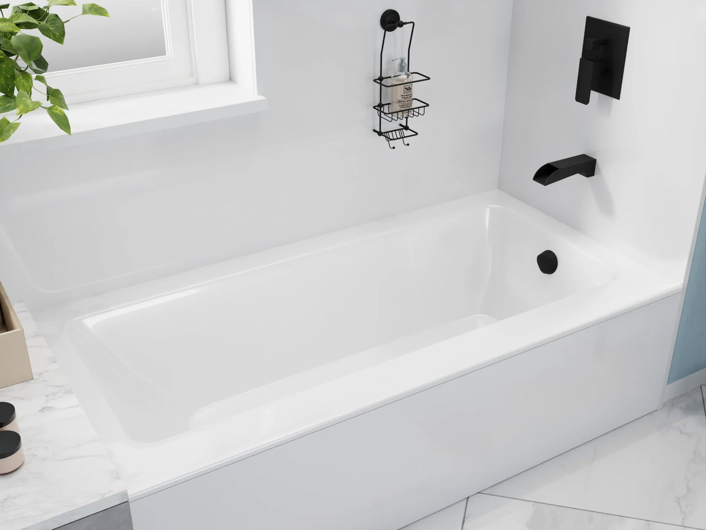 Saba 60 in. Left Drain Soaking Front Skirted Bathtub in White
