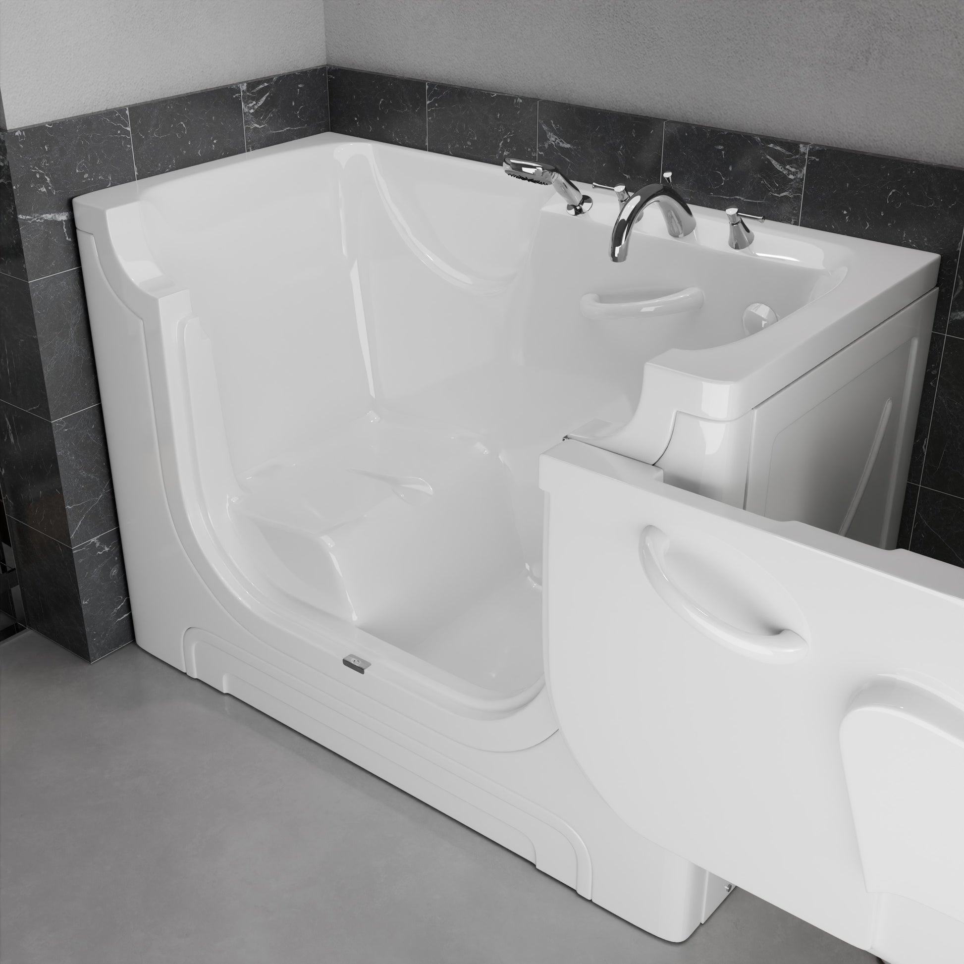 MediTub Collection 30 x 60 right-side drain white jetted soaking tub with fast-fill faucet set