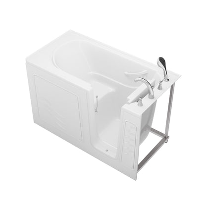 MediTub white alcove bathtub with right-side drain, jetted and fast-fill faucet set