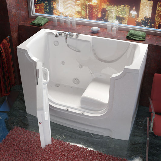 MediTub wheelchair-accessible bathtub, white left-drain 30x60 with whirlpool and air jets