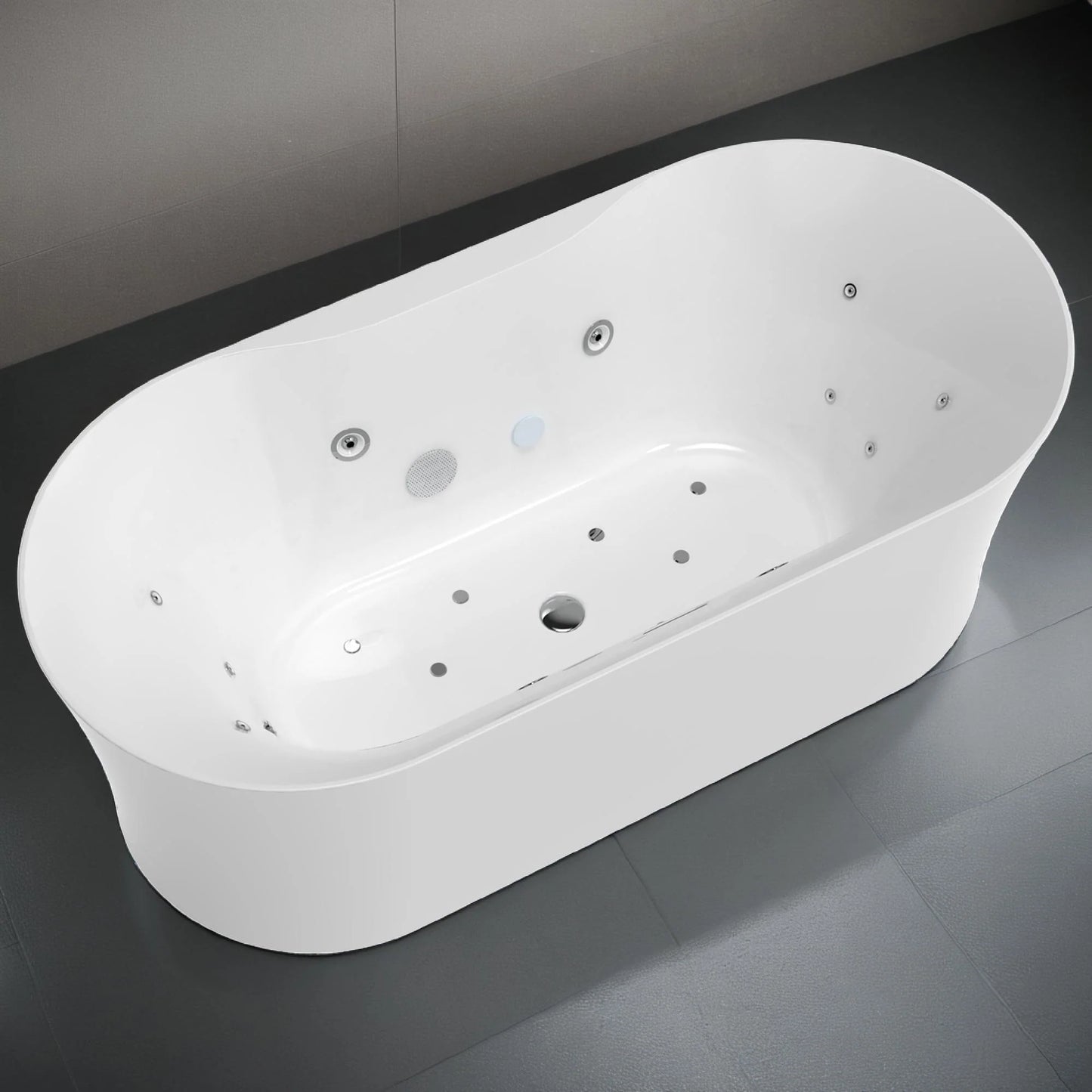 ANZZI Julia Series 67 in. Freestanding Acrylic Air and Whirlpool Bathtub with Touch Sensitive Control and Chroma Lights