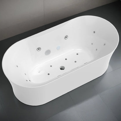 ANZZI Julia Series 67 in. Freestanding Acrylic Air and Whirlpool Bathtub with Touch Sensitive Control and Chroma Lights
