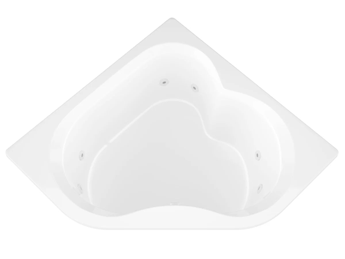 Beryl Series 84 in. x 62 in. Corner Whirlpool Bathtub with Center drain and V-Style Back Jets in Glossy Smooth White