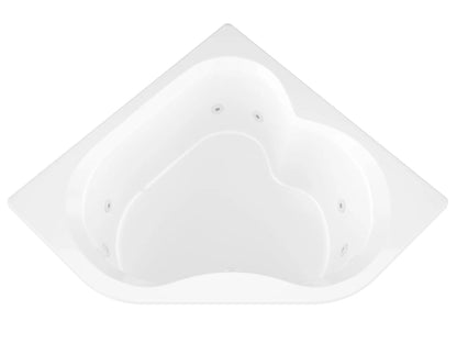 Beryl Series 84 in. x 62 in. Corner Whirlpool Bathtub with Center drain and V-Style Back Jets in Glossy Smooth White