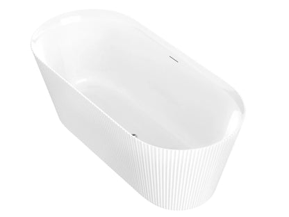 Bailey 59 in. Acrylic and Solid Surface Glossy Flatbottom Freestanding Soaking Bathtub in White
