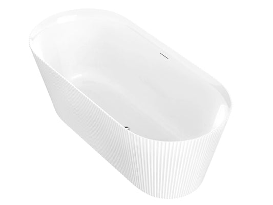 Bailey 59 in. Acrylic and Solid Surface Glossy Flatbottom Freestanding Soaking Bathtub in White