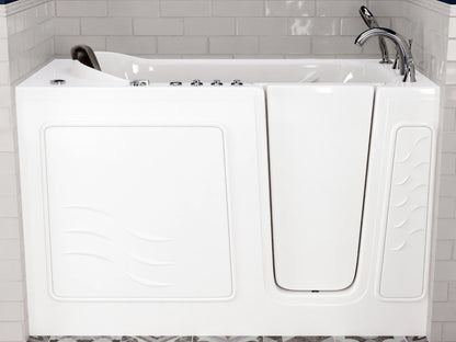 Nimbus Series 30 in. L x 59 in. W Right Side Drain Dual Jetted Bathtub in White with Microbubbles Jet