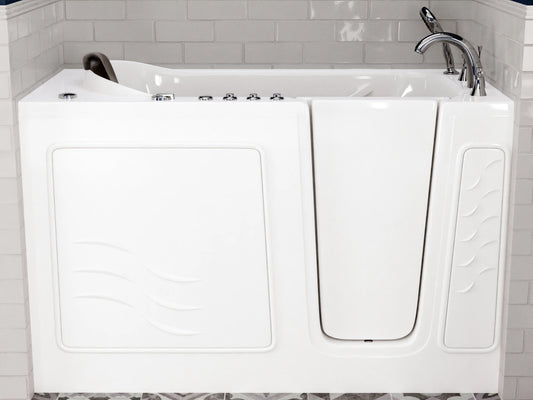 Nimbus Series 30 in. L x 59 in. W Left Side Drain Dual Jetted Bathtub in White with Microbubbles Technology