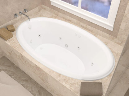 Petite 42 x 70 Oval Whirlpool Jetted Bathtub with Left Drain in White