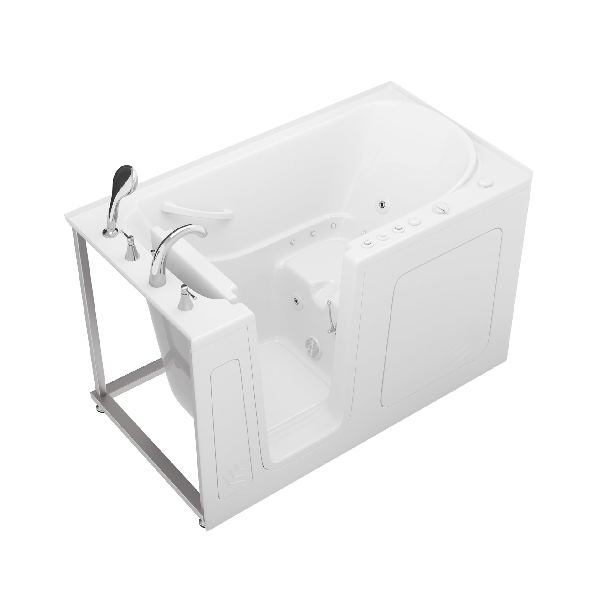 MediTub Collection 32 x 60 left-side drain jetted bathtub in white with powered fast drain