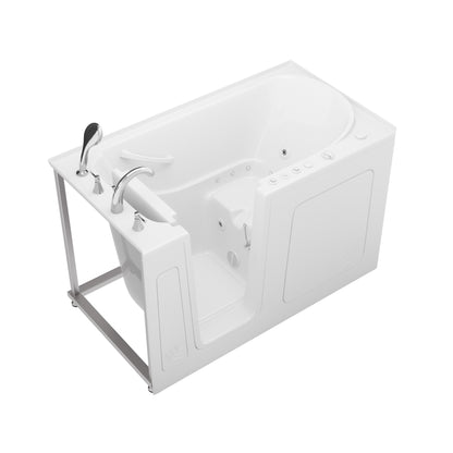 MediTub Collection 32 x 60 left-side drain jetted bathtub in white with powered fast drain