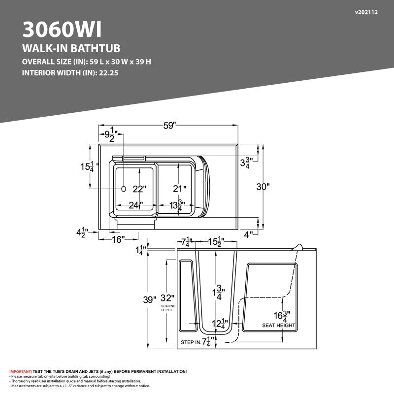 Coupe Series 30 in. x 60 in. Right Drain Quick Fill Walk-In Soaking Tub in Biscuit