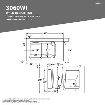 Coupe Series 30 in. x 60 in. Right Drain Quick Fill Walk-In Soaking Tub in Biscuit