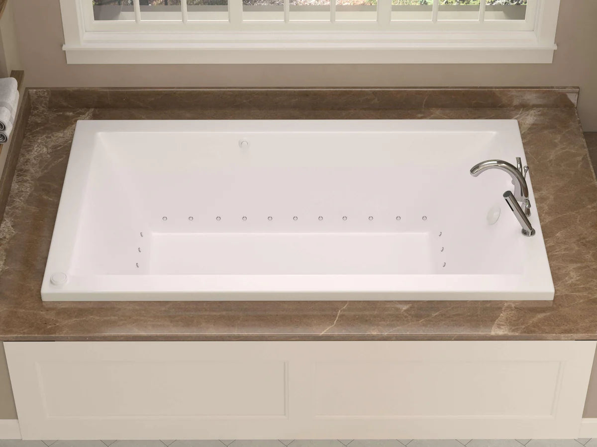 Sapphire Series 60 in. x 30 in. Rectangular Air Bathtub with Right Side Drain and Aromatherapy in Glossy Smooth White