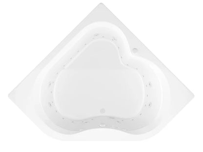 Cascade 60 in. x 60 in. Corner Whirlpool and Air Bathtub with Center drain and VS Jets and Aromatherapy in Glossy White