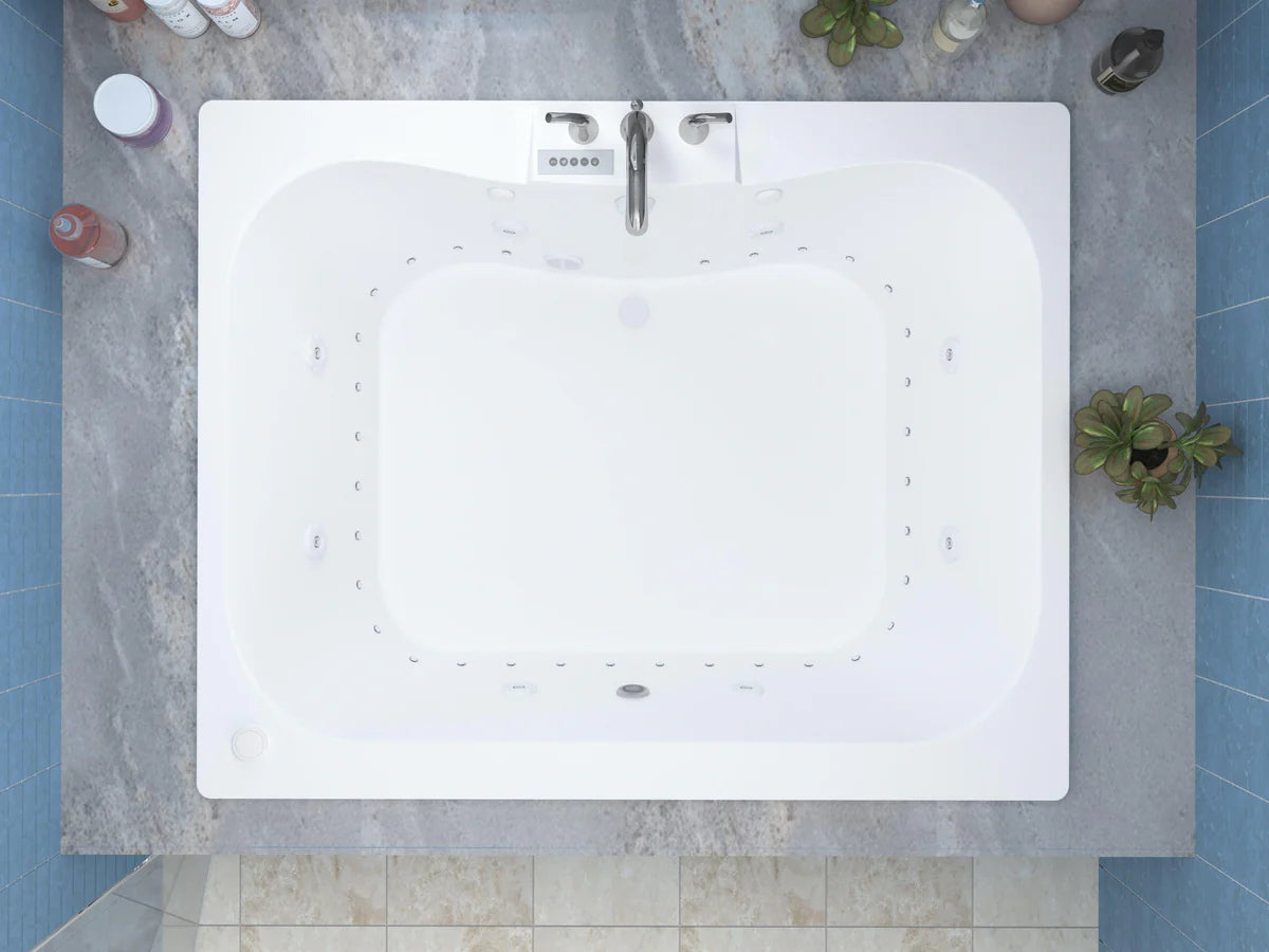 Neptune 48 x 60 Rectangular Air and Whirlpool Jetted Bathtub in White with Reversible Drain