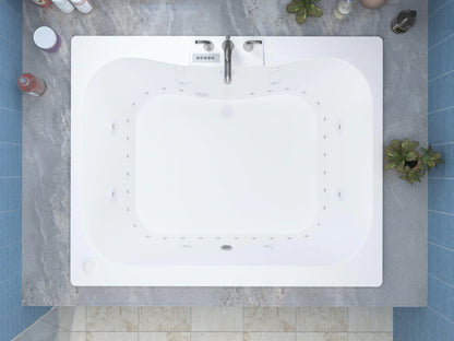Neptune 48 x 60 Rectangular Air and Whirlpool Jetted Bathtub in White with Reversible Drain