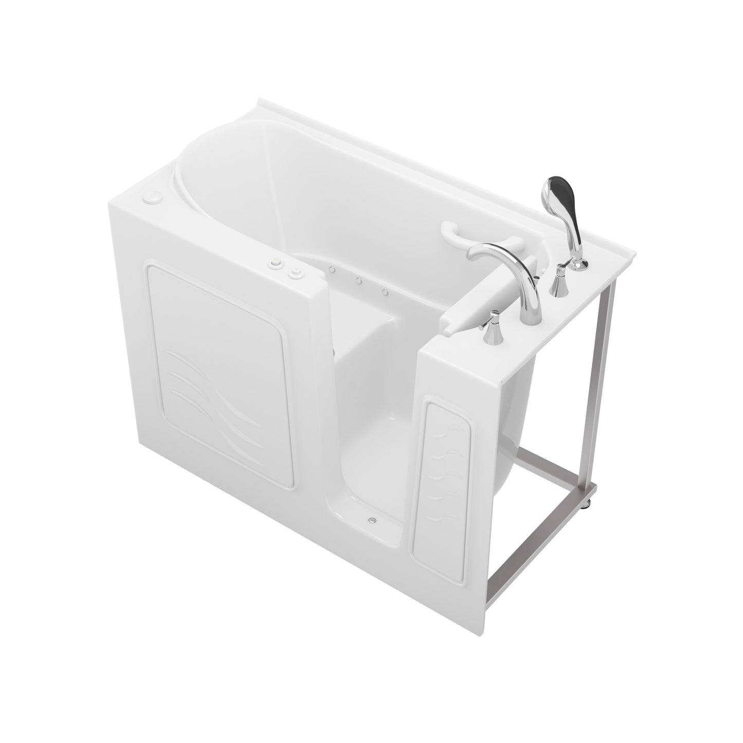 MediTub Collection 26x53 right-side drain air-jetted bathtub, white with chrome fixtures