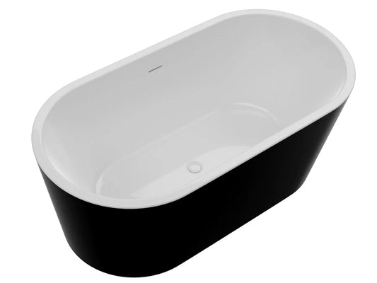 Chand Series 55 in. x 30 in. Flat Bottom Acrylic Freestanding Soaking Bathtub with Center Drain in Glossy White