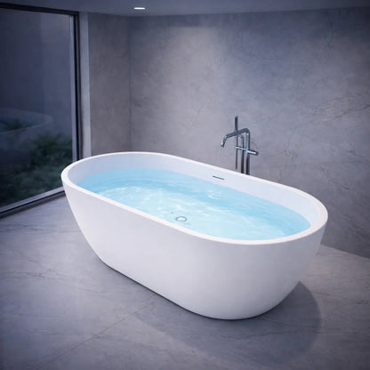 Mone 59 in. Acrylic Glossy Flatbottom Bathtub in White