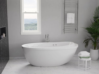 Leni Series 71 in. x 38 in. Jetted Whirlpool 54 Gallon Capacity Freestanding Bathtub with Reversible Drain in White