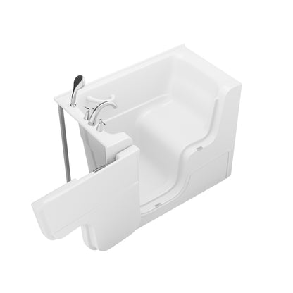 MediTub 29x52 left-side drain jetted soaker bathtub in white with fast-filling faucet set (alcove)