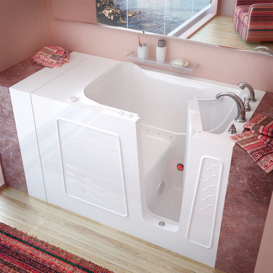 MediTub Walk-In 30 x 52 Right-Drain White Air-Jetted Alcove Bathtub