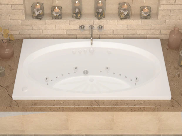 Vogue 71 in. x 42 in. Rectangular Whirlpool and Air Bathtub with Center drain and VS Jets and Aroma in Glossy White