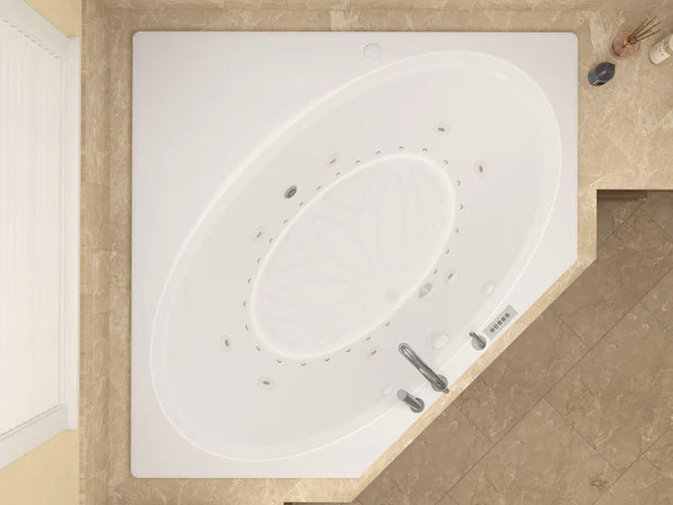 Eclipse  60 in. x 60 in. Corner Air and Whirlpool Jetted Bathtub with Right Drain in White