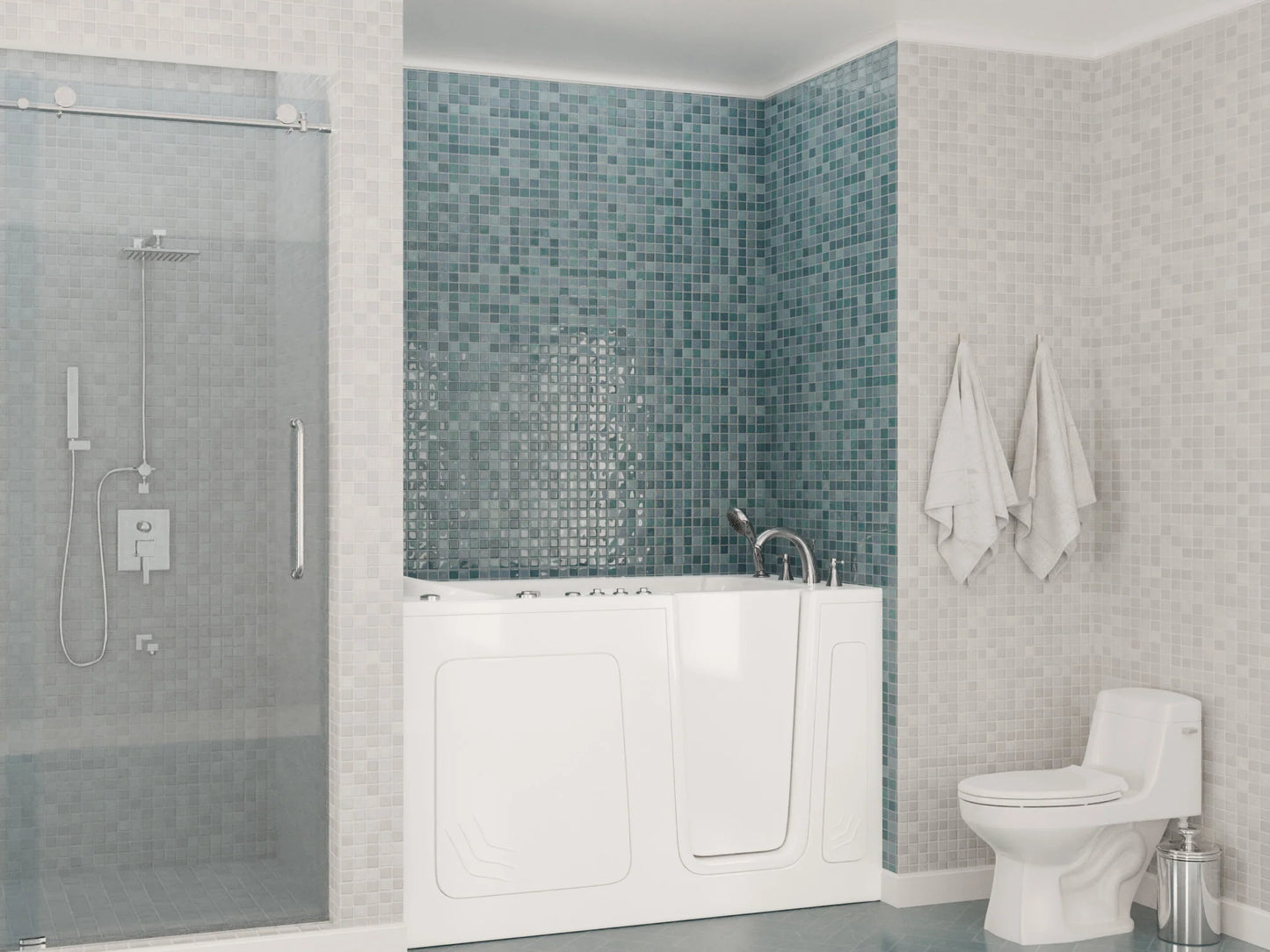 Nimbus Series 32 in. L x 60 in. W Right Side Drain Dual Jetted Bathtub in White with Microbubbles Jet